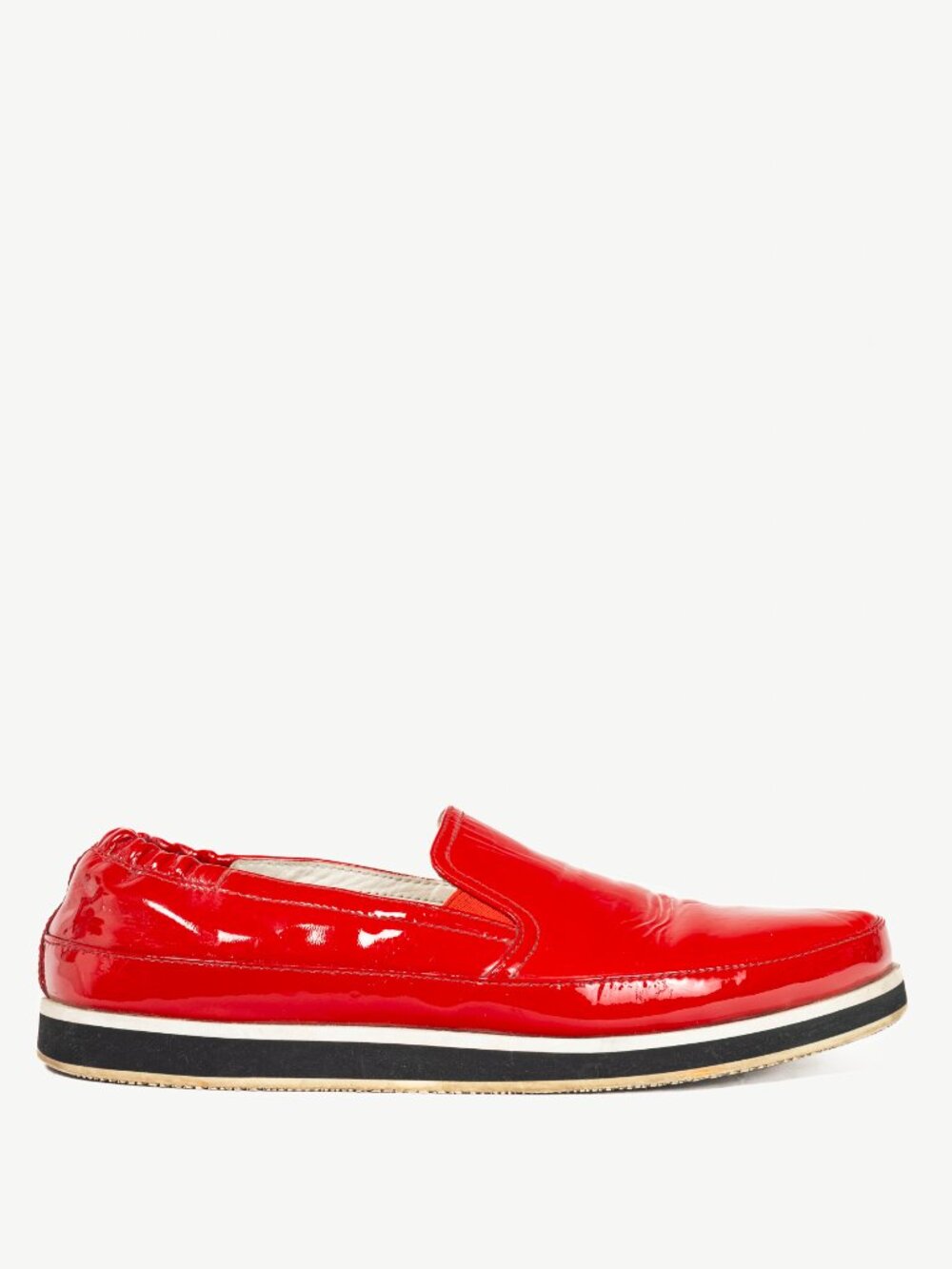 Prada Red Patent Leather Slip-On Loafers